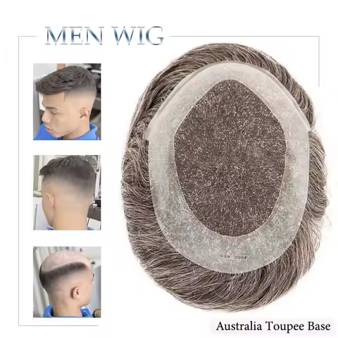 Australia Base Toupee Size 7''x9'' Male Hair Prosthesis Swiss Lace Natural Human Hair Wigs Indian Ha