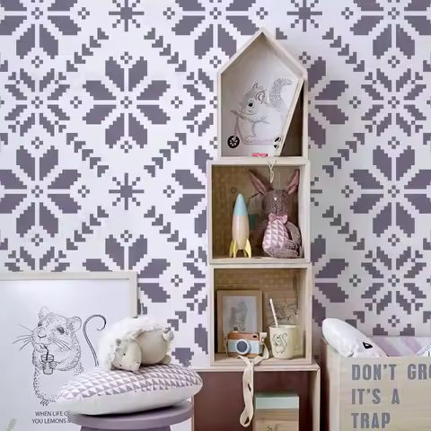 40cm - 80cm Stencil For Painting Decor Decorative Wall Template To Paint Furniture Pixel Snowflake C