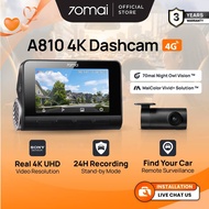 70mai A810 Dash Cam 4K Resolution + HDR | 4G Connectivity | Built-in GPS & ADAS | Dual Channel Recor