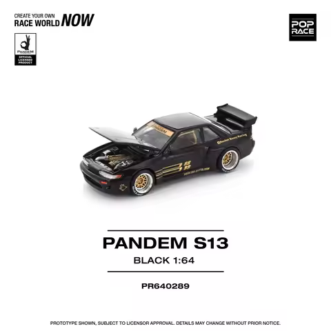 In Stock POP RACE 1:64 Pandem Silvia S13 Black Openable Hood Diecast Car Model Collection Toys