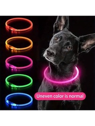寵物狗LED全發光夜間防丟失USB可充電狗項圈