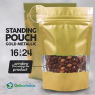 STANDING POUCH ZIPLOCK 16X24 GOLD Plastic Food WINDOW Clip - METALLIC