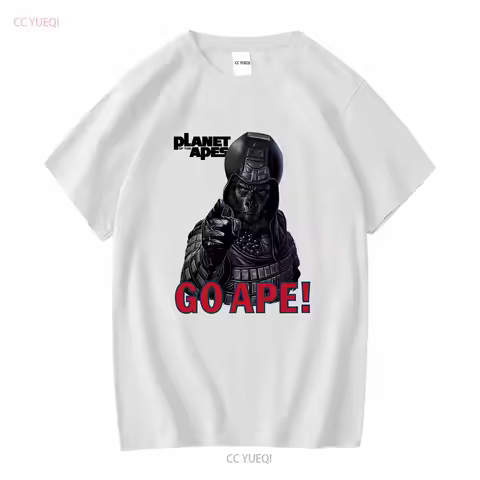 Planet of the Apes Go Ape T shirt retro sci fi adult regular fit graphic tee vintage Washed Versatil