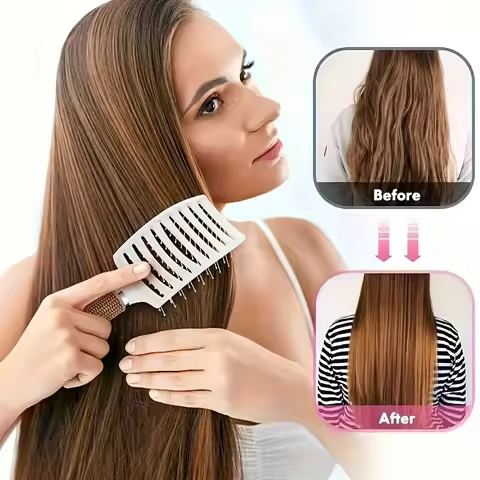 Professional Curved Vented Hair Brush – Paddle Detangling Brush for Faster Blow-Drying, Suitable for