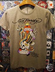 [Mike's Garage 麥克車庫] Ed Hardy 日本帶回 正面彩色老鷹骷髏 西岸 騎士 哈雷 短T恤