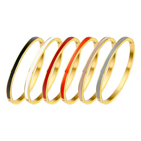 4mm/6mm Luxury Colorful Orange Enamel Bangles Bracelets for Women Party Gift Fashion Bangles Origina