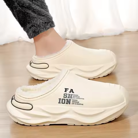Men Shoes Winter Warm Shoes Plush Lining Indoor Cotton Slippers Couple Platform Outdoor Kitchen shoe