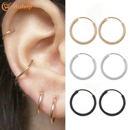 Minimal Hoop Earrings Gold Silver Black Color Tiny Earrings Piercing Accessory Trendy Small Female H
