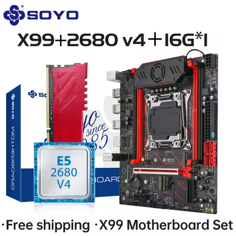 Gaming Motherboard Set SOYO X99 C612 with Intel Xeon E5 2680 V4 CPU DDR4 16G*1 2133MHz RAM Desktop C