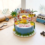 Baby girl in yellow shirt + 4cm accessory stand to decorate cakes and jelly
