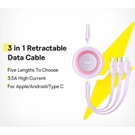 Baseus 3.5A Retractable 3-in-1 USB to M+L+C Fast Charging Data Cable