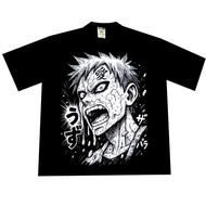 VONSEEY GAARA KAZEKAGE BW ANIME MANGA NARUTO OVERSIZE T-SHIRT COMBED 20S DTF BLACK