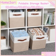 HomeSari Linen Fabric Storage Basket 22/27/36L Foldable Storage Box Drawer Organizer with Handle