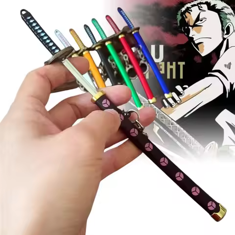 6.3inch Metal Roronoa Zoro Katana Keychain Small Anime Zoro Sword Ninja Knife Real Japanese Katana o