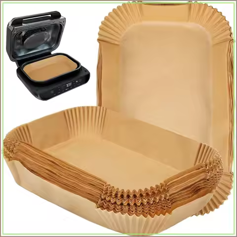 Rectangle Air Fryer Liners for Ninja FG551/DG551/IG651, 100 Pcs - Parchment Paper, Nonstick, Grease-