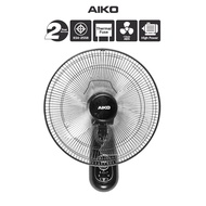 AIKO SM-1635 สีดำ พัดลมติดผนัง 16 นิ้ว ใบพัดใส เชือก 2 เส้น มีเทอร์โมฟิล มอเตอร์ทองแดงแท้