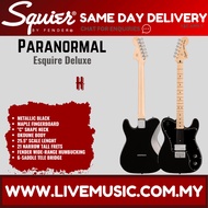 Squier Paranormal Esquire Deluxe Electric Guitar, Maple FB, Metallic Black / Mocha