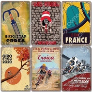 Bicycle Plaque Metal Tin Sign Cycling Race Vintage Metal Poster Wall Art Decor for Bike Club Garage 