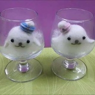 生日/情人/紀念日送禮佳品 DIY 可愛海豹公仔一對 天生一對酒杯禮盒裝_款式b 羊毛氈(成品)(心意禮物)  $150