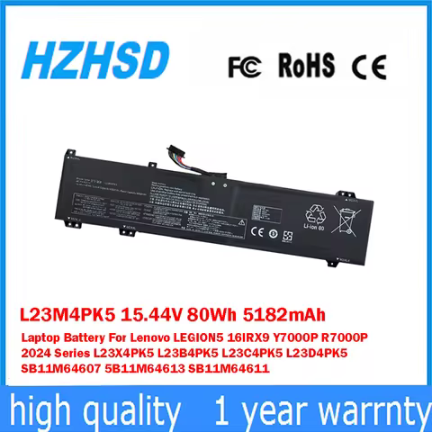 L23M4PK5 15.44V 80Wh 5182mAh Laptop Battery For Lenovo LEGION5 16IRX9 Y7000P R7000P 2024 Series L23X