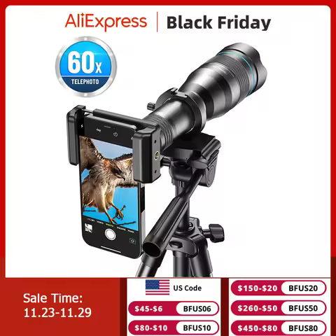 APEXEL 60X Mobile Phone Telescope Lens astronomical Telephoto zoom lens With Extendable tripod for i