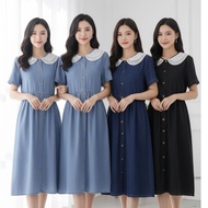BORIR BUTTERFLY COLLAR DENIM DRESS DENIM DRESS WOMEN DRESS