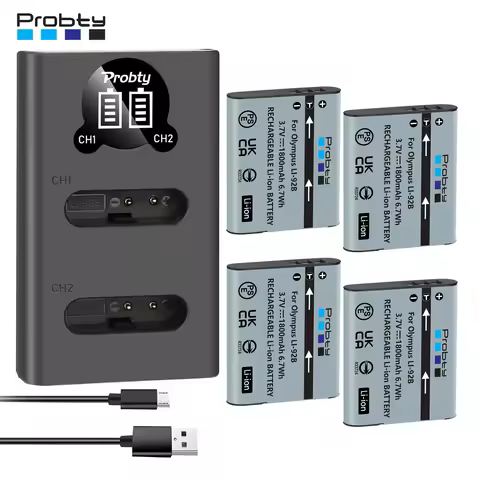 1800mAh Li-90B Li-92B Battery with Charger for Olympus Li 90B Li92B Tough TG-4 TG-6 TG-5 TG-2 TG-1 I