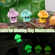 1Pc Colorful Luminous Cartoon Mushroom Elf Resin Car Ornament Fairy Garden DIY Mini Plants Desktop Home Auto Interior Decoration