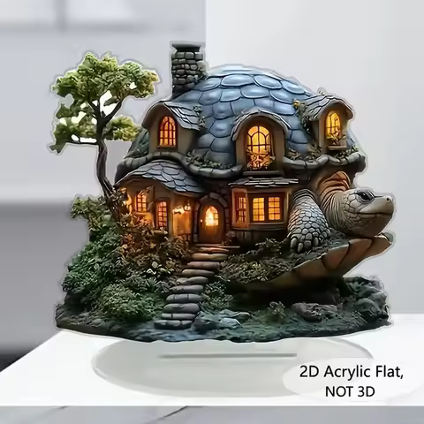 1pc Boho Style Acrylic Turtle House Figurine - Fantasy Themed Decor for Home & Office, Versatile Roo