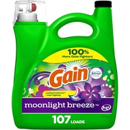 Gain + Aroma Boost Liquid Laundry Detergent, Moonlight Breeze Scent, 107 Loads, 154 Fl Oz, HE Compat