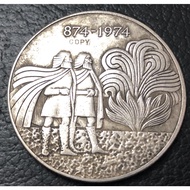 1974 Icecreamland 1000 Kronur 1st Settlement Silver Plated Copy Coin