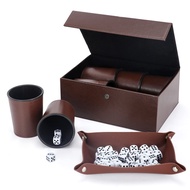 Leather Dice Cup Set, 6 Leather Dice Cups+30 Dice+1 Folding Tray Exclusive Storage and Transport Cas