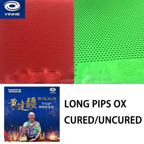 YINHE VVIP Table Tennis Rubber Long Pips OX Cured/Uncured Medium Pips Huang Jianjiang Green Ping Pon