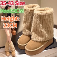 ZH【 Ready Stock】35-43 Size Snow Boots Cotton Shoes 2025Chunky Boots Thickened Snow Boots for Woman F