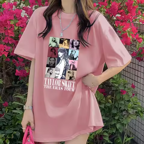 Taylors Swift T Shirt Pink Popular Singer Merch Short Sleeve Tops Fashion Women Summer Clothes Fans 