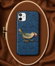3D 刺繡智慧型手機保護殼 iPhone12 PU 皮革 William Morris 貓動物 09:NAG1362
