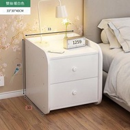 其他品牌 - 雙抽屜暖白色床頭櫃-A [33x30x40cm]