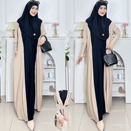 Yasir l Abaya Daily Two Tone Slimfit Batwing Sleeves semi Jersey balloon spandex material