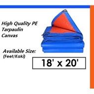 Blue Orange Waterproof Canvas Tarpaulin Sheet Canopy Camping Kanvas Khemah Pasar Malam Penutup Size 