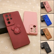 Carristo Samsung Galaxy A25 5G S24 S24 Plus S24 Ultra Simple Back Silicone Case with Bear Stand I-Ring Ring Soft TPU Cover Casing Phone Mobile Colorful Cute Housing