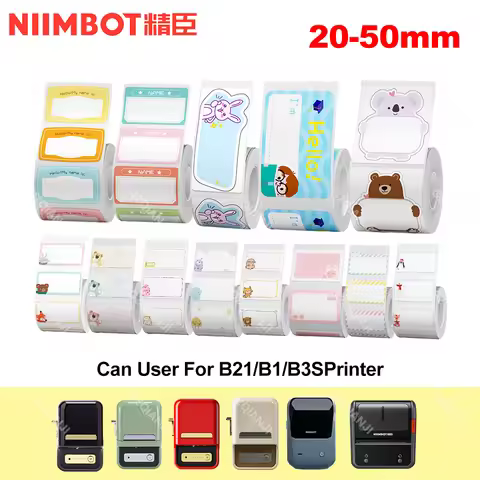 Niimbot B1 B21 B3S Thermal Label Printer Paper Roll School Name Label Home Storage Marking Label Rib