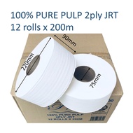 1 ctn 2ply x 12rolls x 200m $39.80 Jumbo Roll Toilet Tissue 100% Pure Pulp