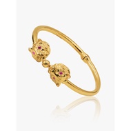 916 Gold Tiger Head Bangle