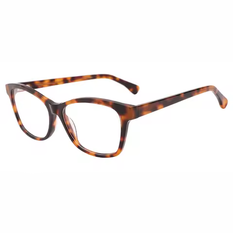 Kirka Women's Acetate Flat Cat Eyewear Crystal Laminating Frames Wide Temples Myopia Optic Glasses W
