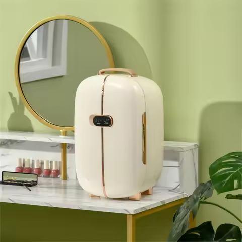 Portable 4L Mini Skincare Fridge with LED Light, Makeup Storage Cooler/Warmer, 28dB Low Noise, 50℉ C
