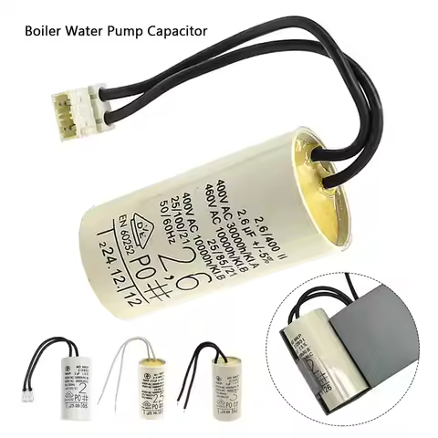 1Pcs 2uF 2.5uF 2.6uF 3uF Boiler Water Pump Capacitor Plastic Metal Wall Mounted Circulation Motor Ca