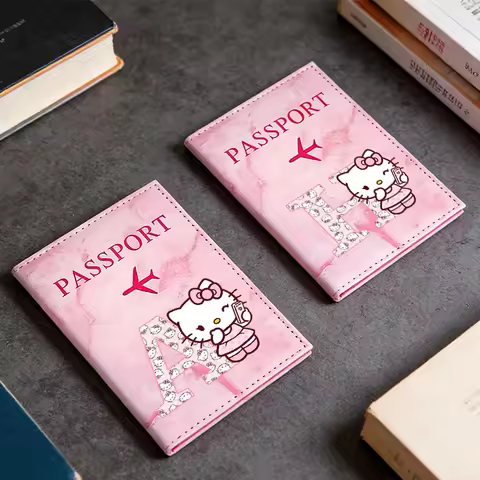 Hello Kitty Passport Cover Women Protective Card Holder Certificate Covers Organizer Anime Letter In