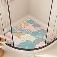 Arc-shaped Shower Mat - Anti Slip Corner Shower Mat with Drainage Holes, PVC Loofah Shower Anti Slip
