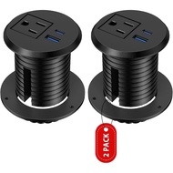 2 Pack Desk Power Grommet Outlet, 2 inch Recessed Power Outlet with 20W USB-C Fast Charging, for Con
