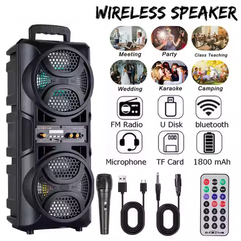 3000W Portable Bluetooth Speaker Subwoofer Heavy Bass Sound System Party DJ karaoke Remote &MIC